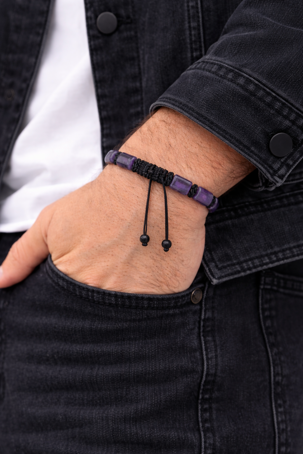 Amethyst Men's Bracelet - Stylish and Durable