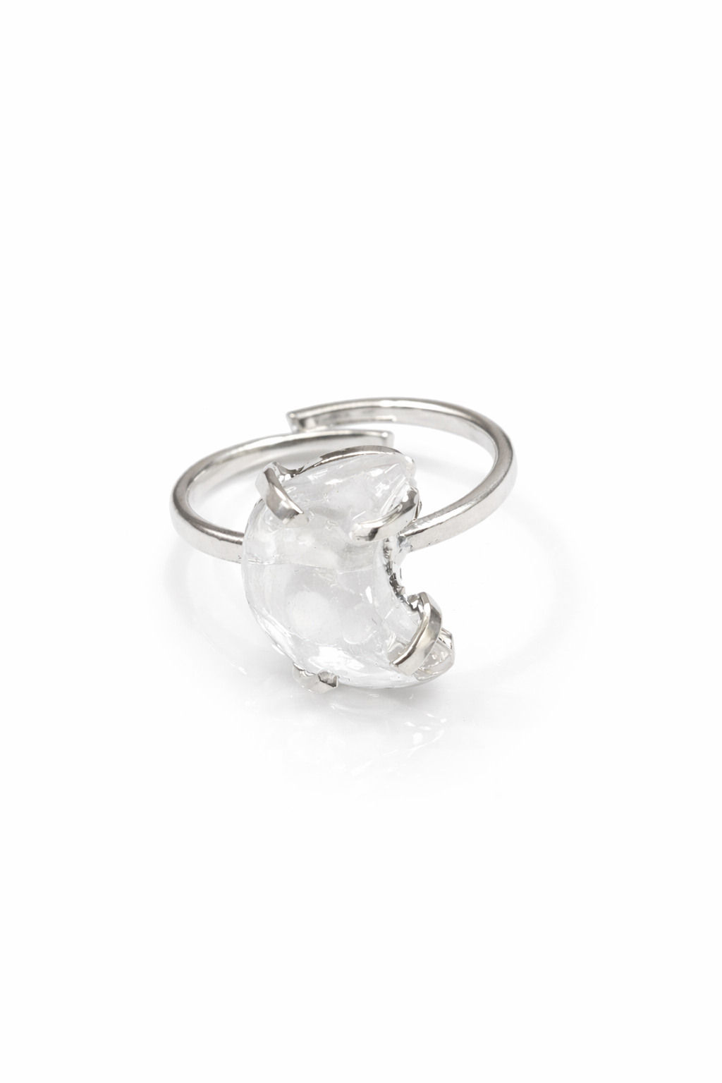 Clear Quartz Moon Ring (size 5-8)
