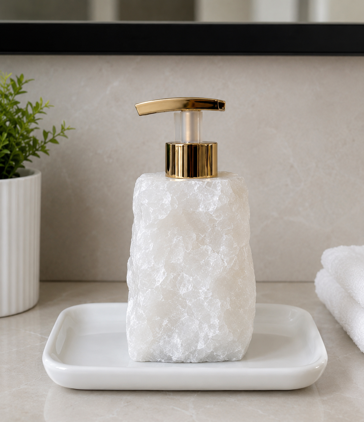 White Quartz Crystal Soap Dispenser