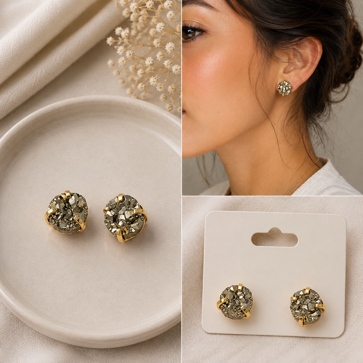 Pyrite Stud Earrings