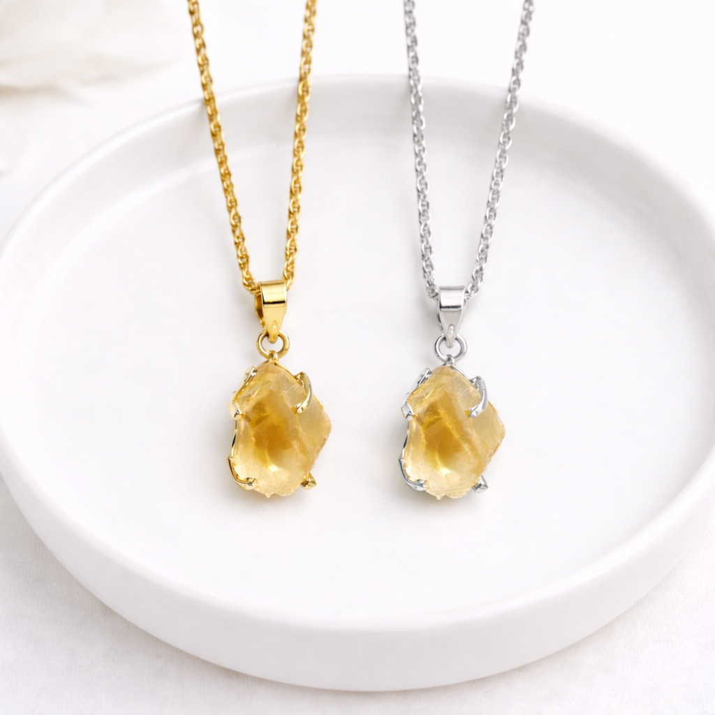 Raw Citrine Necklace – November Birthstone