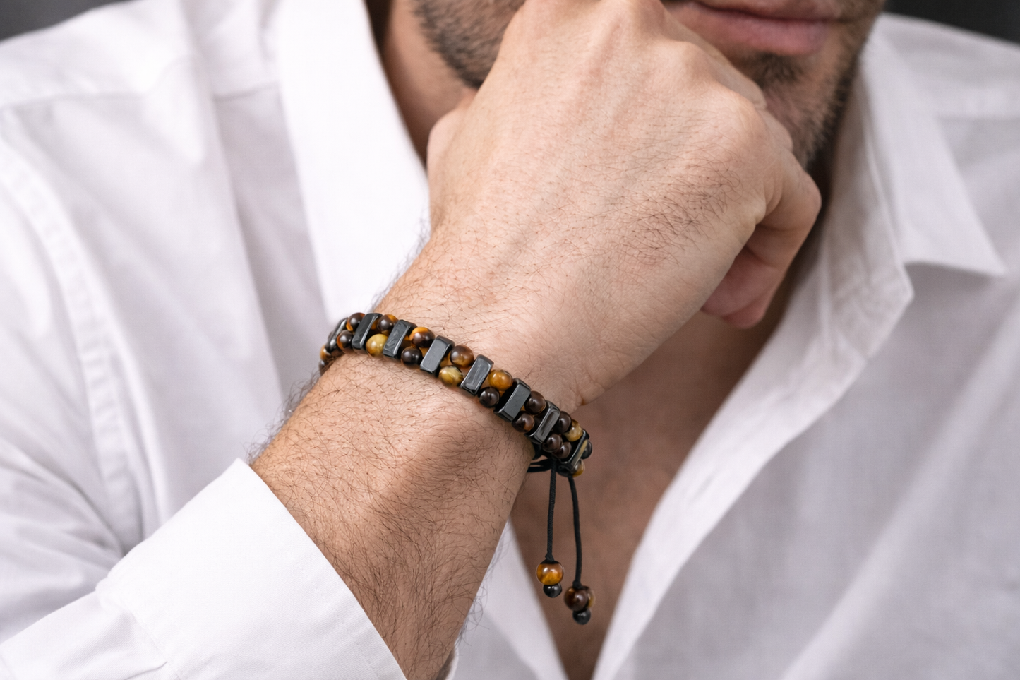 Tiger’s Eye & Hematite Men’s Bracelet