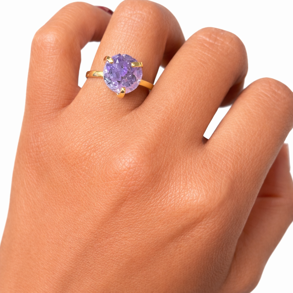 Amethyst Solitaire Ring (Size 5-8)