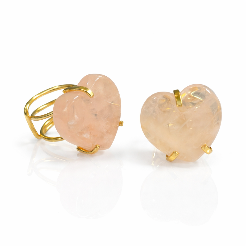 Rose Quartz Heart Ring (Size 5-9)