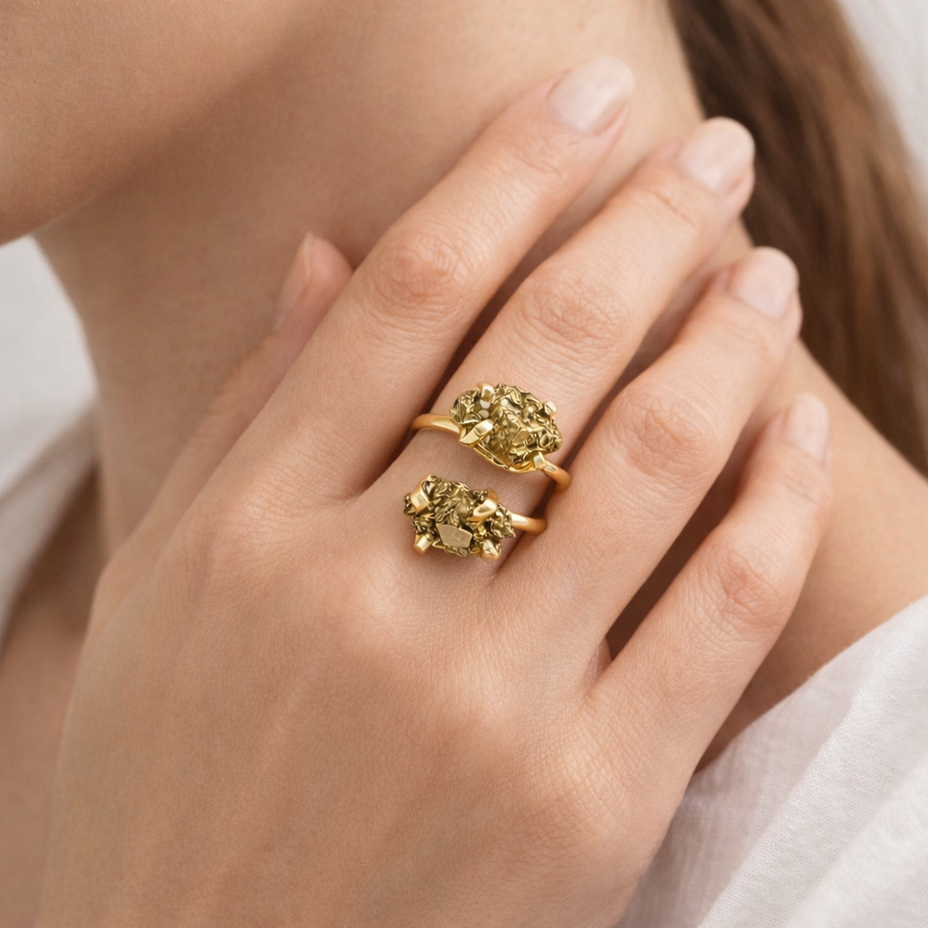 Double Pyrite Ring Sterling Silver