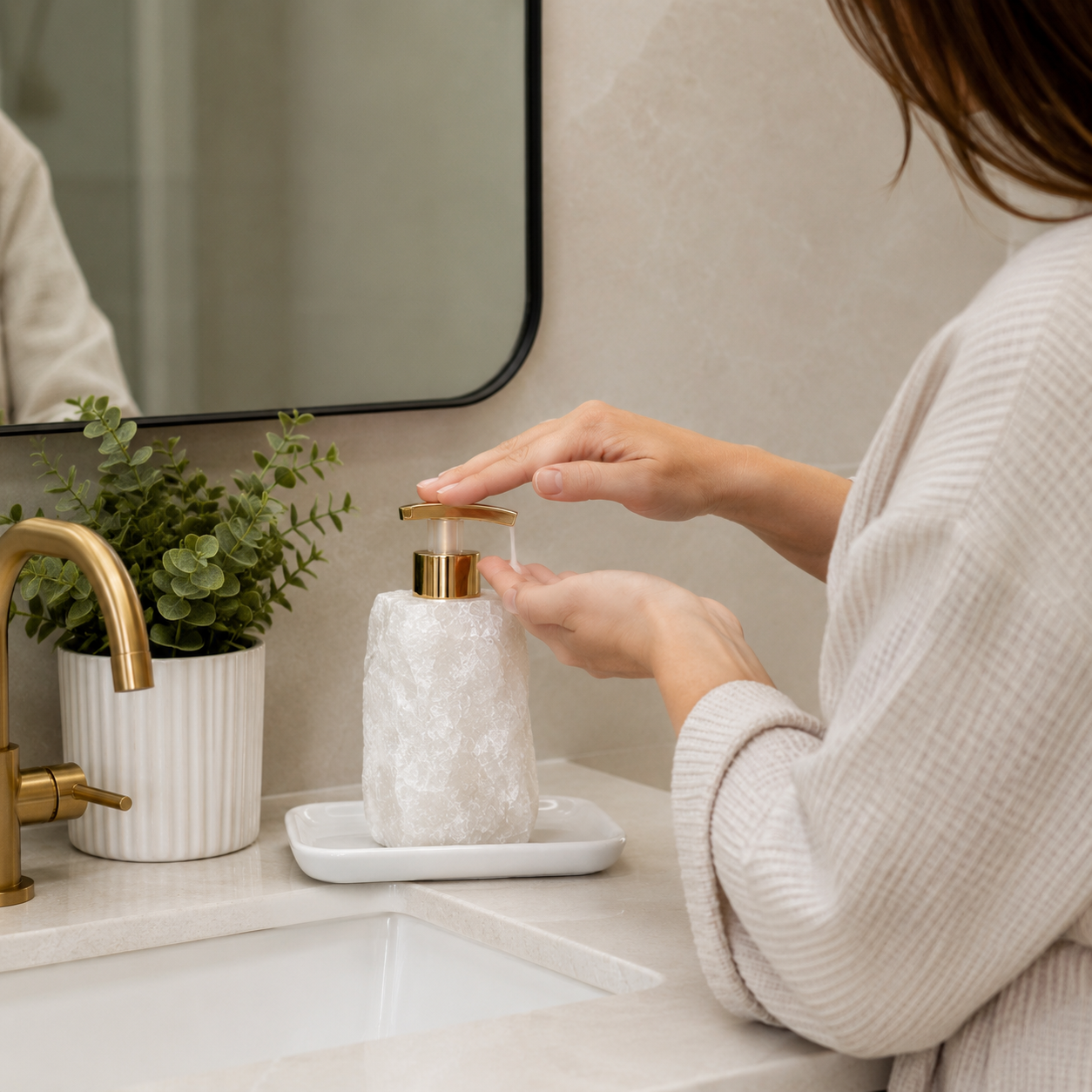 White Quartz Crystal Soap Dispenser
