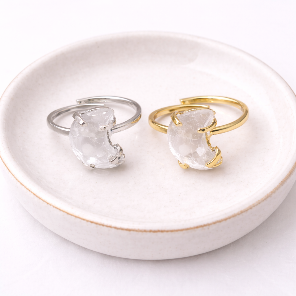 Clear Quartz Moon Ring (size 5-8)