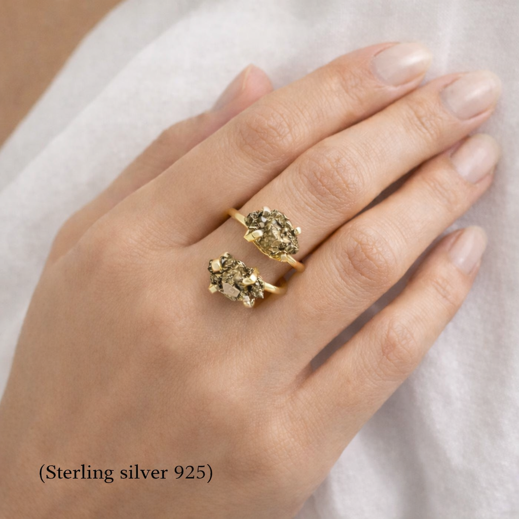 Double Pyrite Ring Sterling Silver