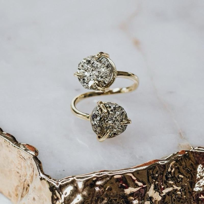 Pyrite Adjustable Round Ring