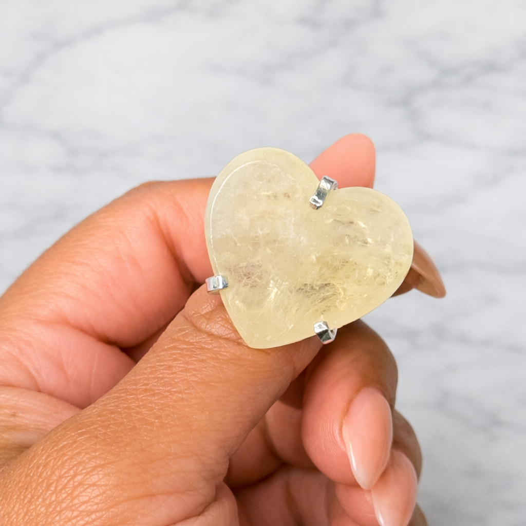 Natural Citrine Heart Ring (Adjustable Size 5–9)