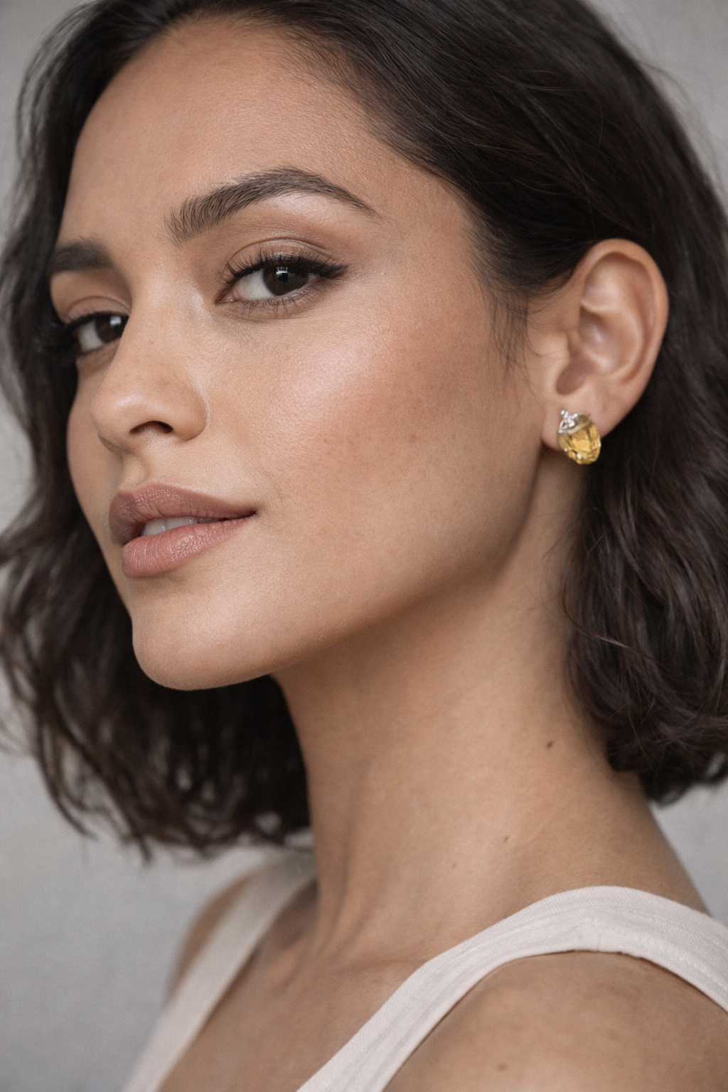 Raw Citrine Stud Earrings