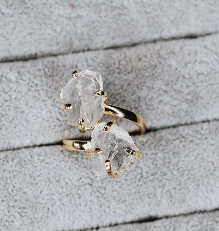 Double Clear Quartz Ring (Adjustable 5-9)