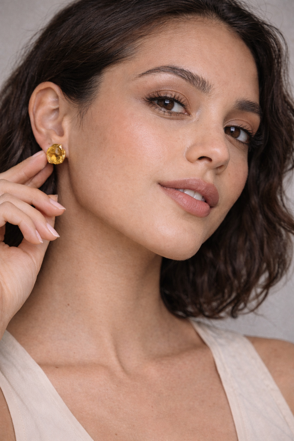 Raw Citrine Stud Earrings