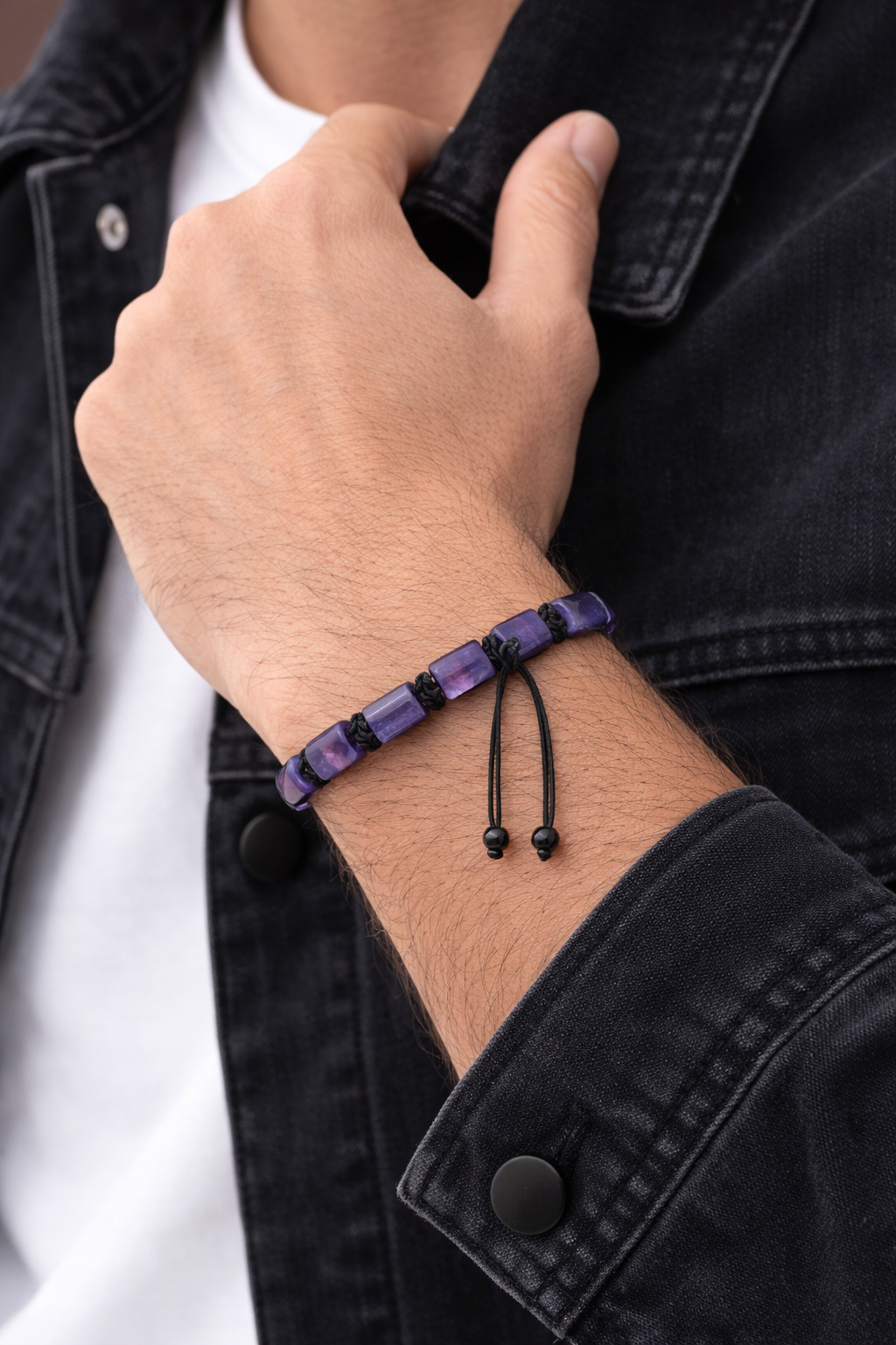 Amethyst Men's Bracelet - Stylish and Durable