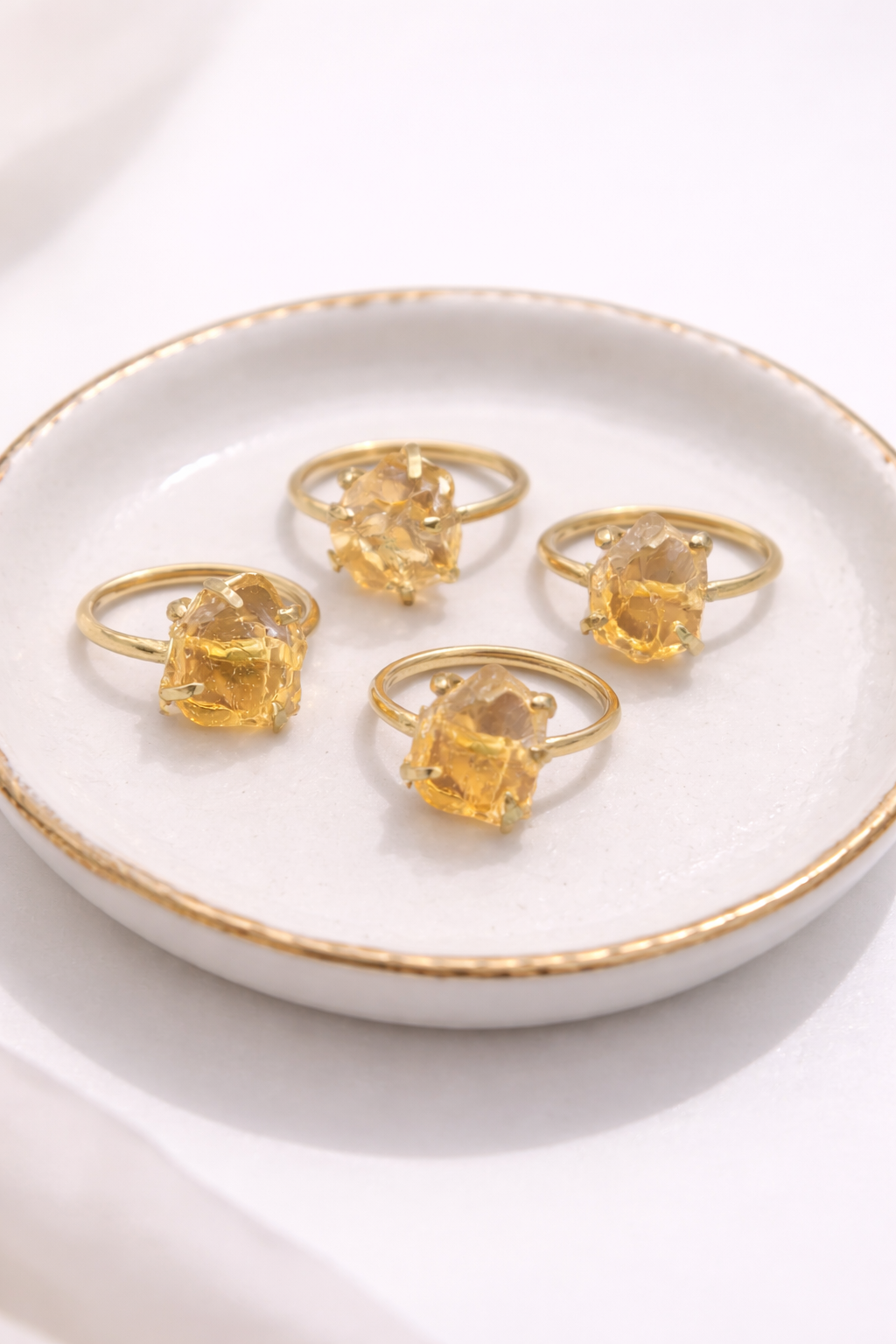 Raw Citrine Solitario Small