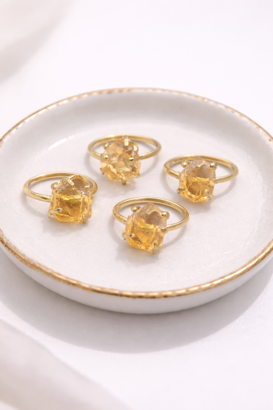 Raw Citrine Solitario Small