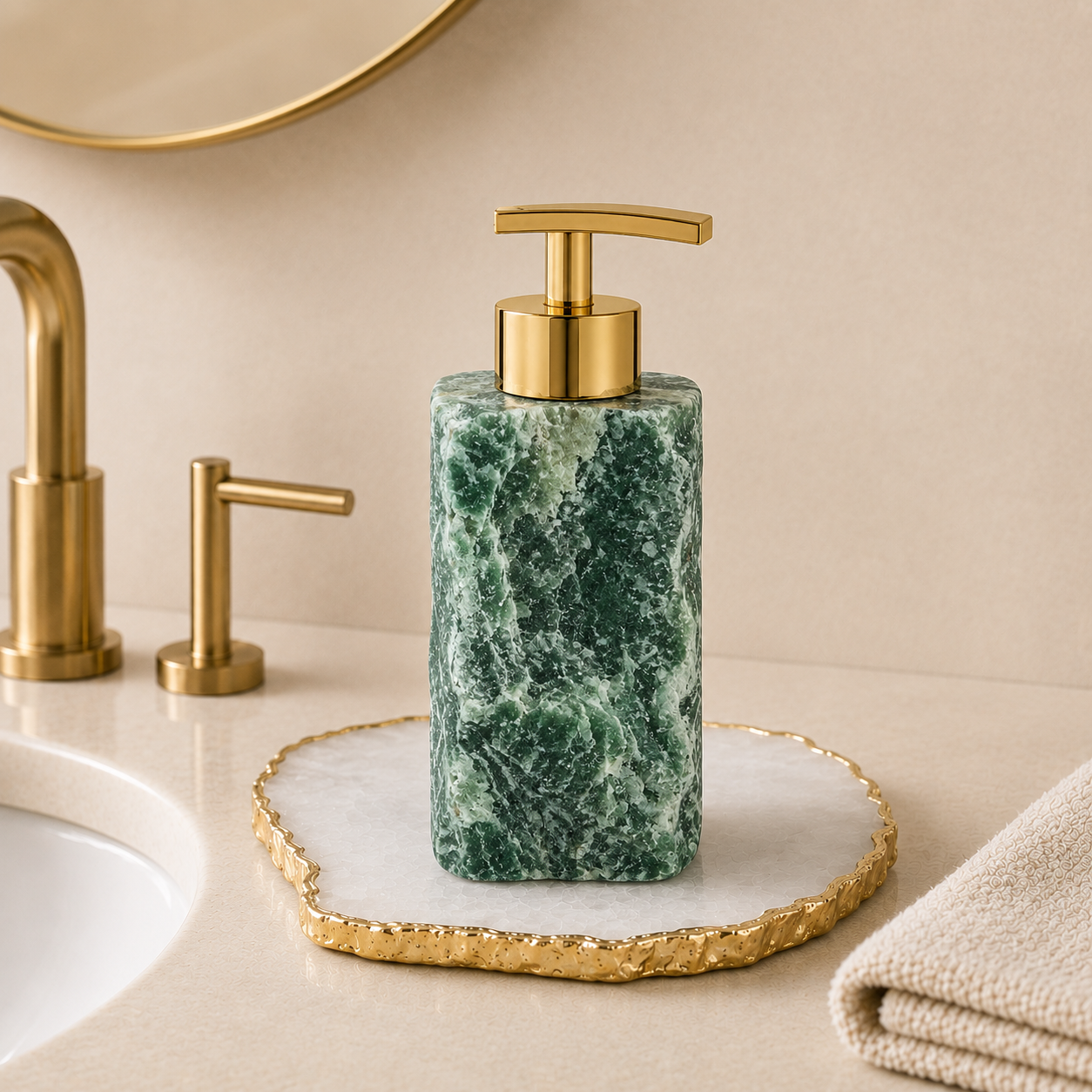 Green Quartz Crystal Soap Dispenser