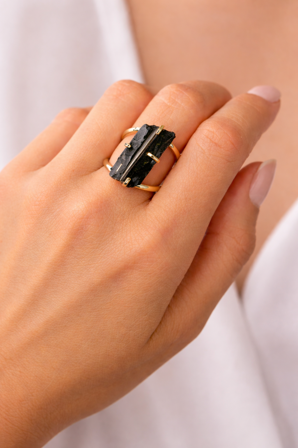Black Tourmaline Ring (Adjustable 9-13)