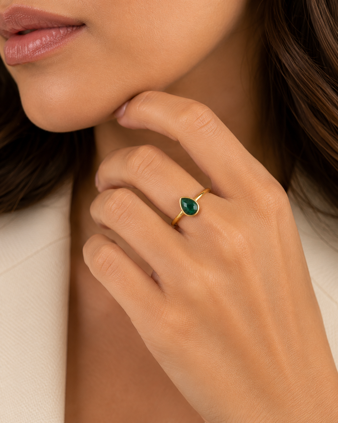 May Birthstone – Emerald Adjustable Sterling Silver Ring
