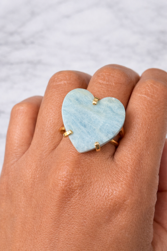 Aquamarine Heart Ring