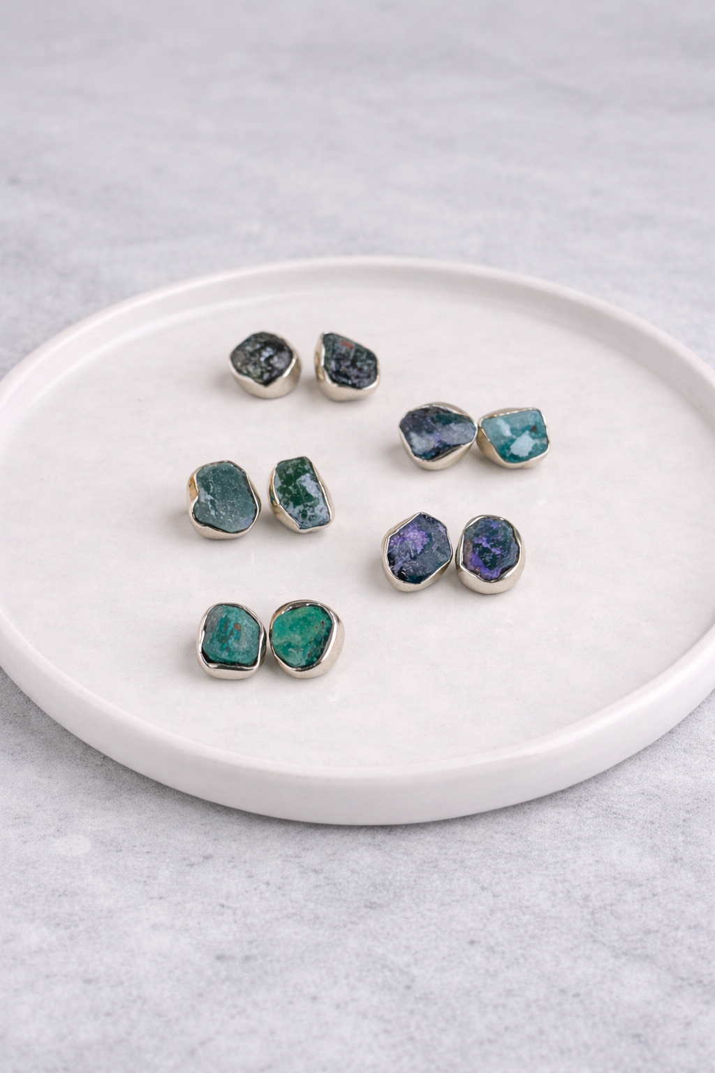 Raw Emerald Stud Earrings (May Birthstone)