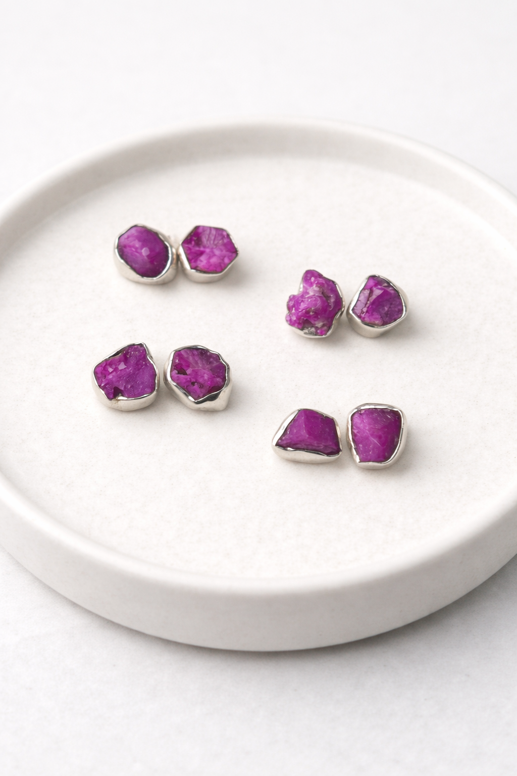 Raw Ruby Stud Earrings (July Birthstone)