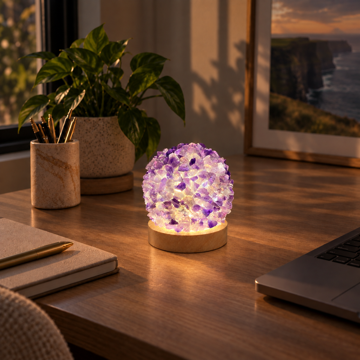 Amethyst Sphere Lamp