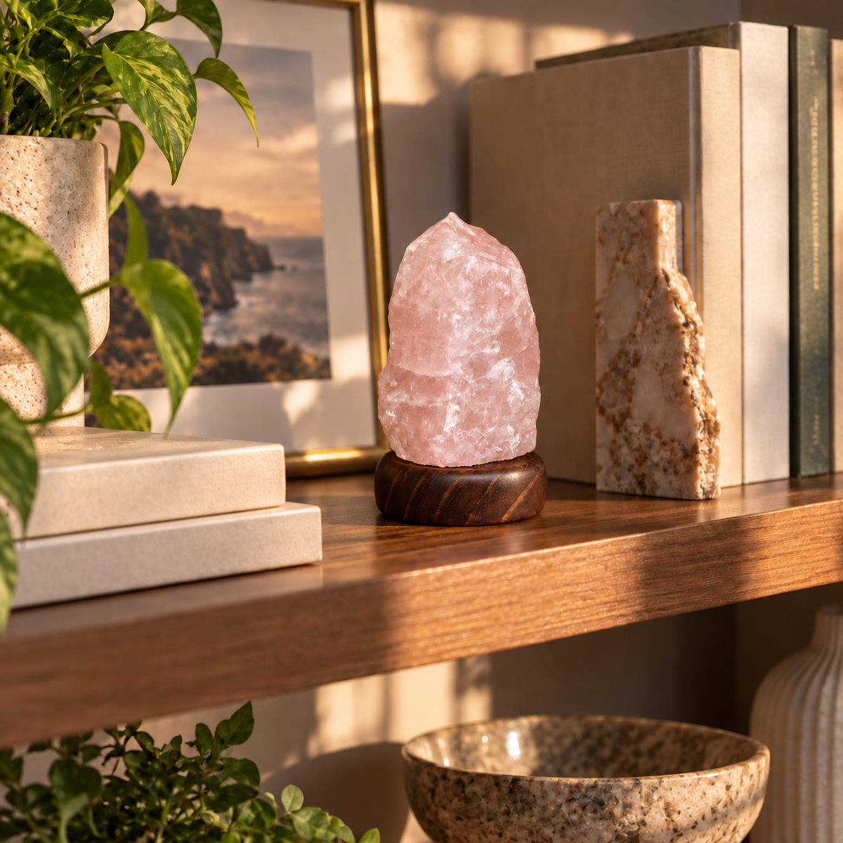 Rose Quartz Crystal Lamp