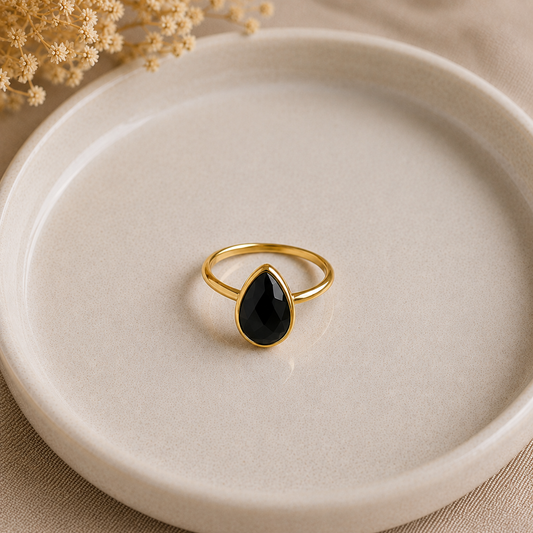 Black Onyx Adjustable Sterling Silver Ring