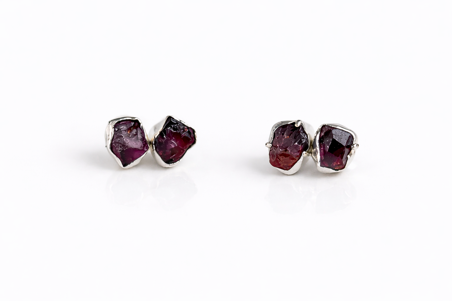 Raw Garnet Stud Earrings (January Birthstone)