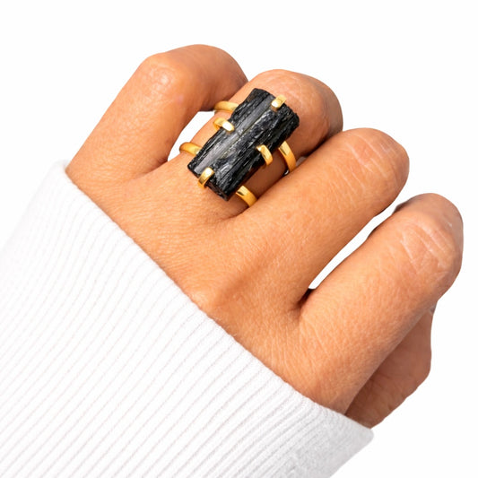 Black Tourmaline Ring (Adjustable 5-9)