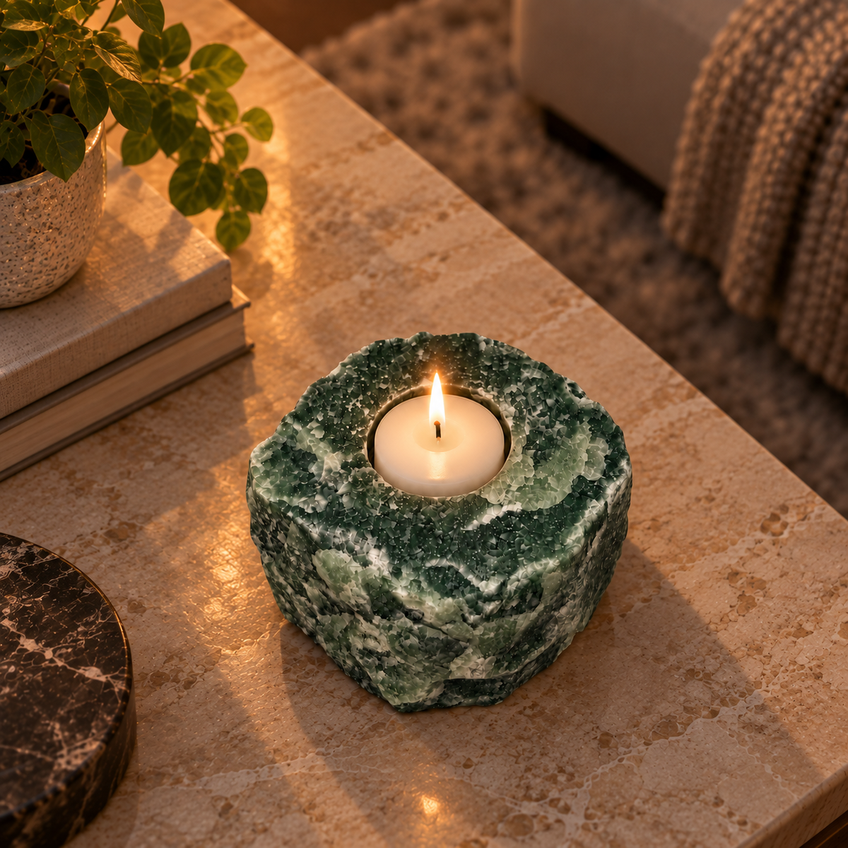 Green Aventurine Crystal Candle Holder