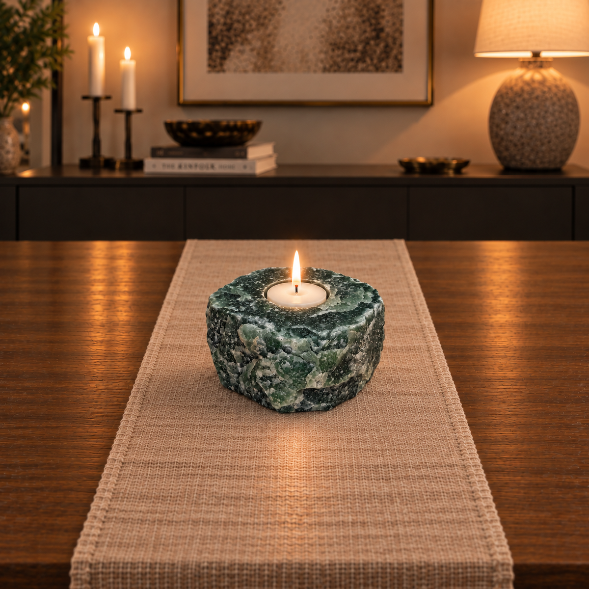 Green Aventurine Crystal Candle Holder