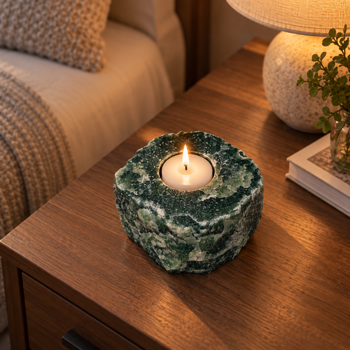 Green Aventurine Crystal Candle Holder