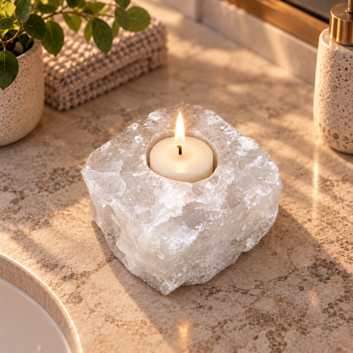 Natural Crystal Candle Holder