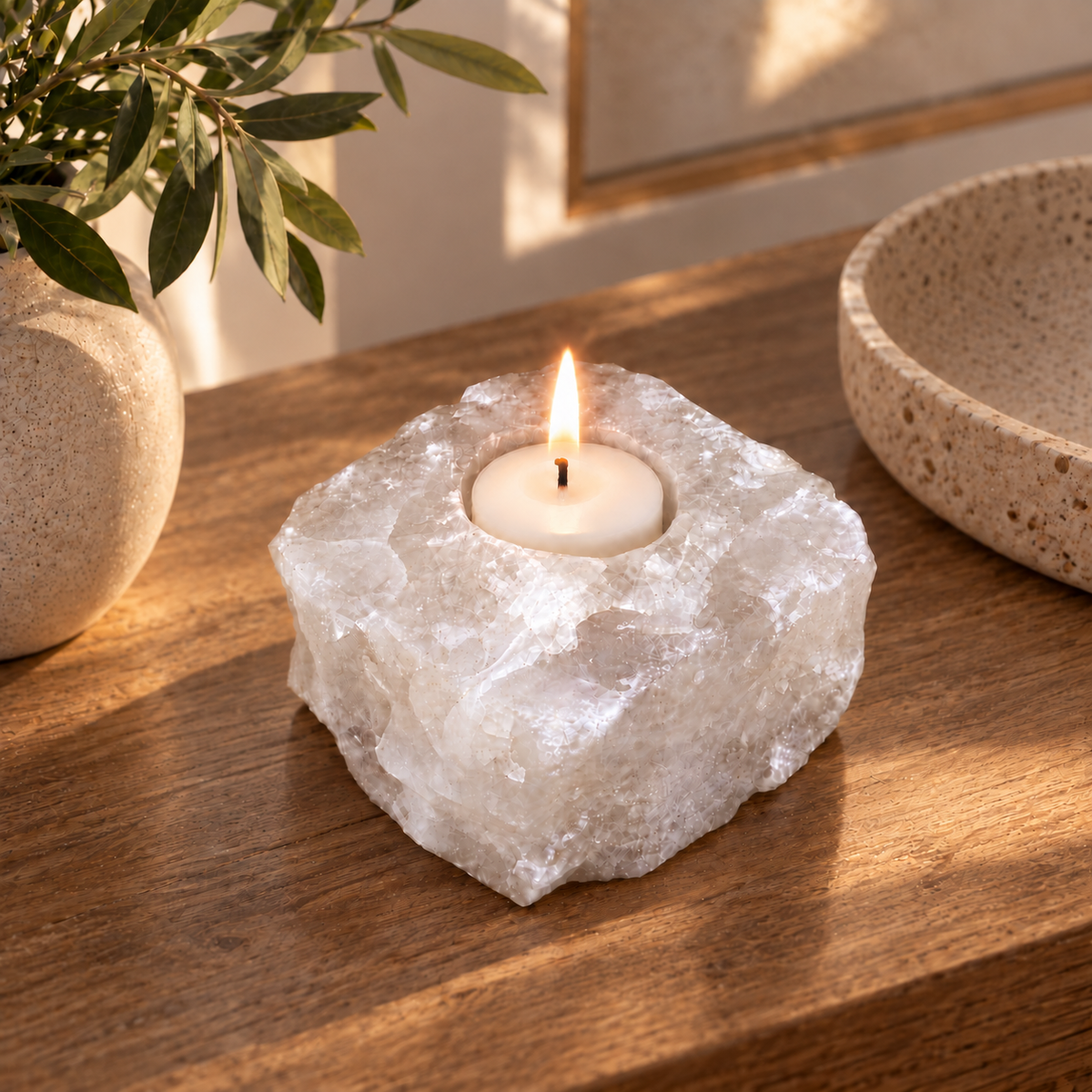 Natural Crystal Candle Holder