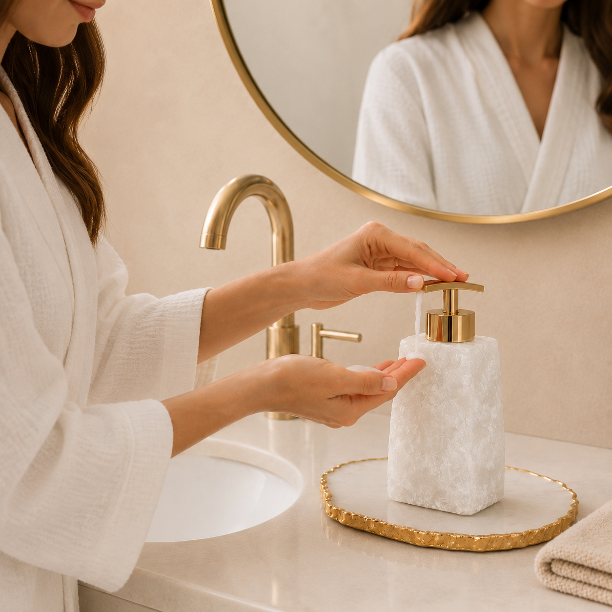White Quartz Crystal Soap Dispenser