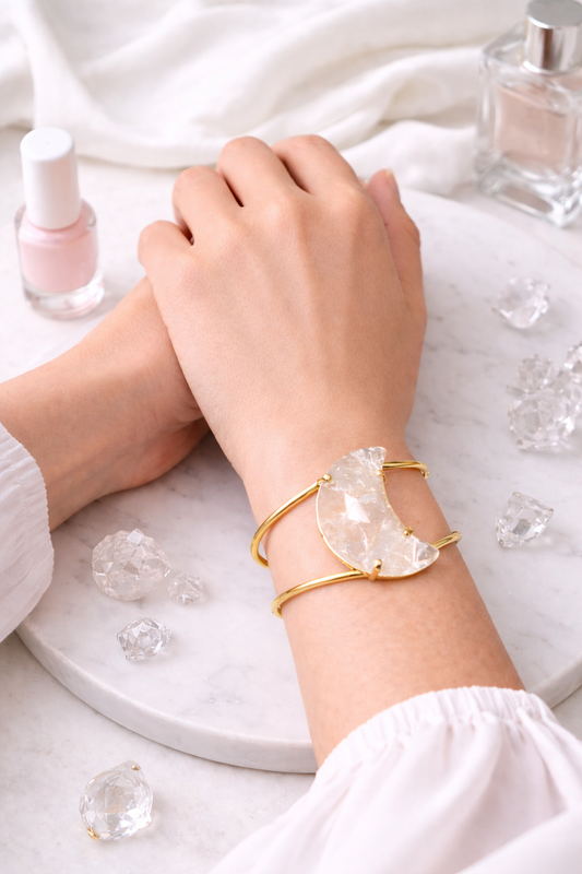Clear Quartz Moon Bracelet