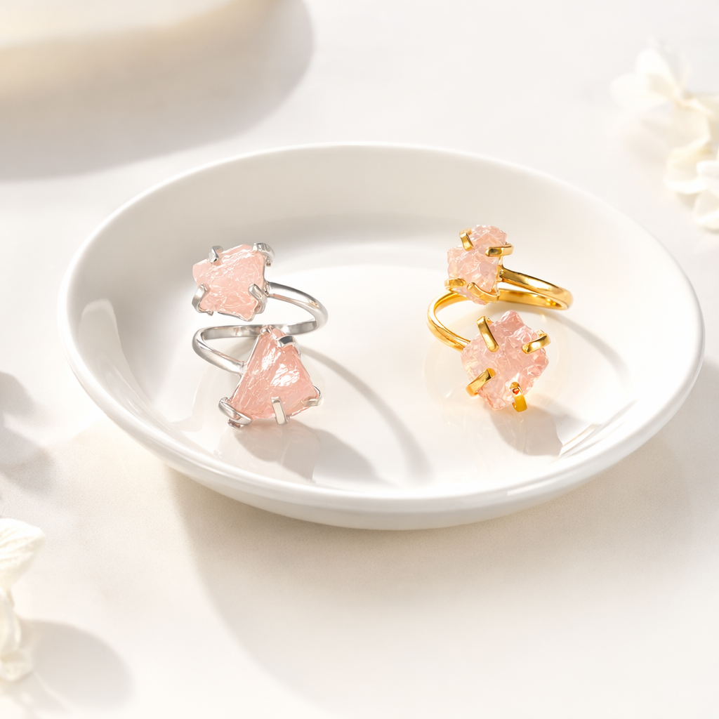 Rose Quartz Double Ring (Adjustable 5-9)