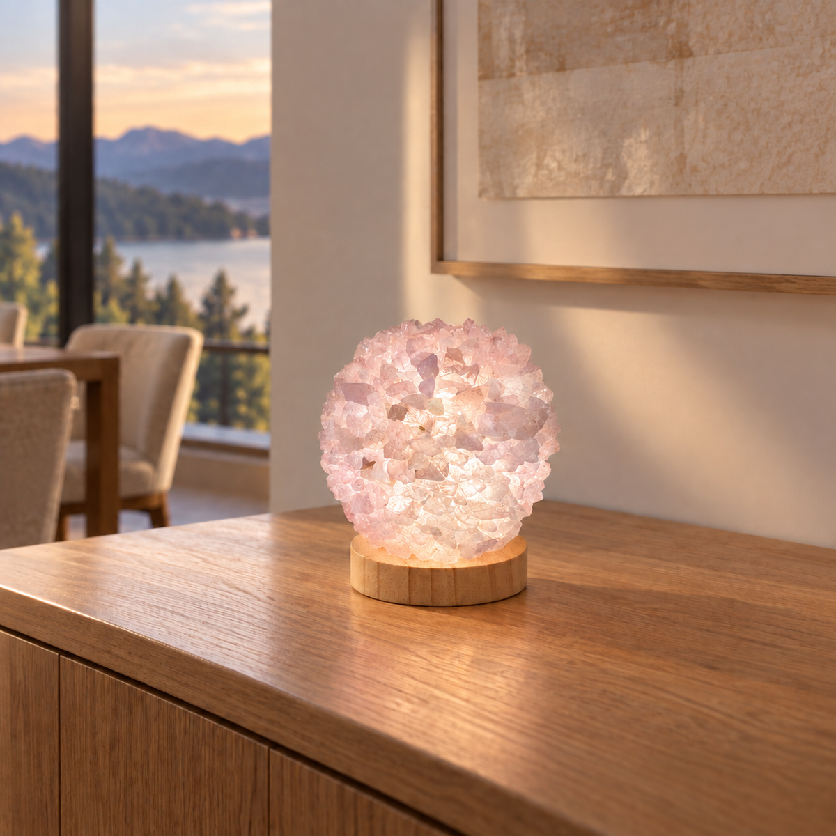 Rose Quartz Cluster Lamp