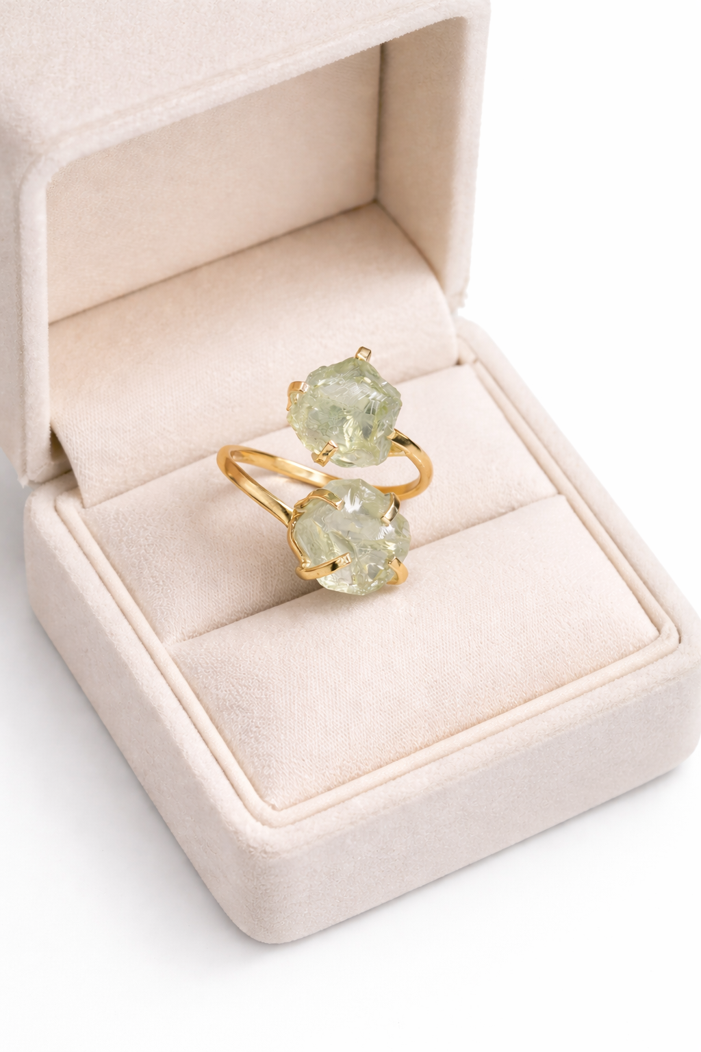 Green Amethyst Ring Double Ring Adjustable 5-9)