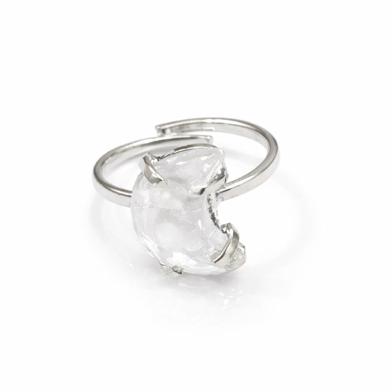 Clear Quartz Moon Ring (Adjustable 5-8)