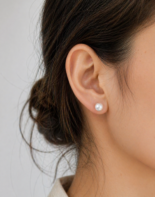925 Silver Pearl Studs -June Birthstone
