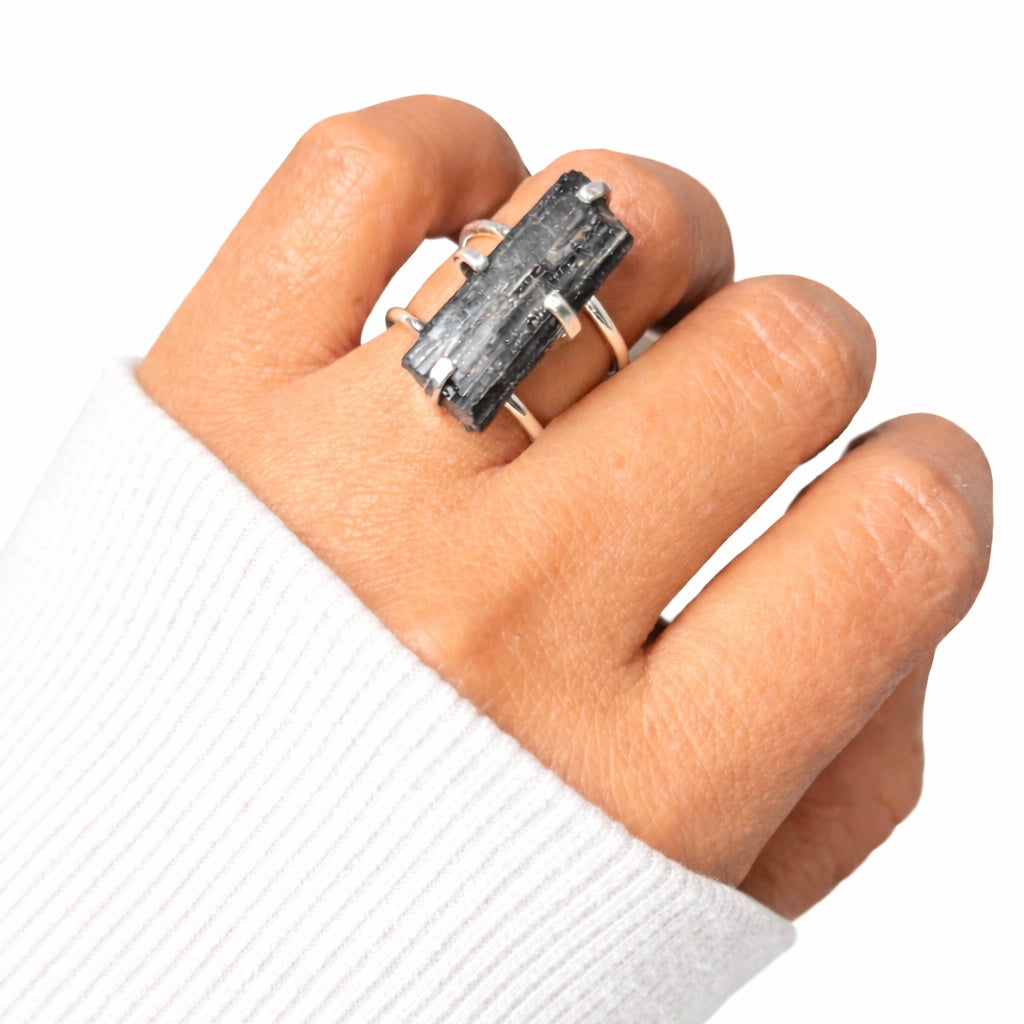 Black Tourmaline Ring (Adjustable 5-9)
