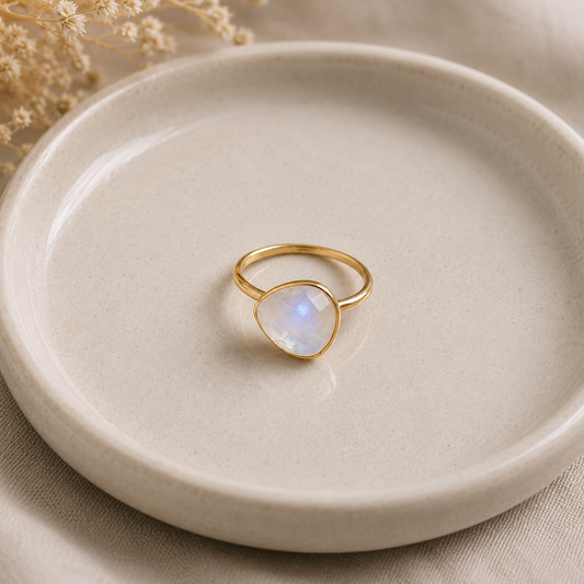 June Birthstone – Moonstone Adjustable Sterling Silver Ring
