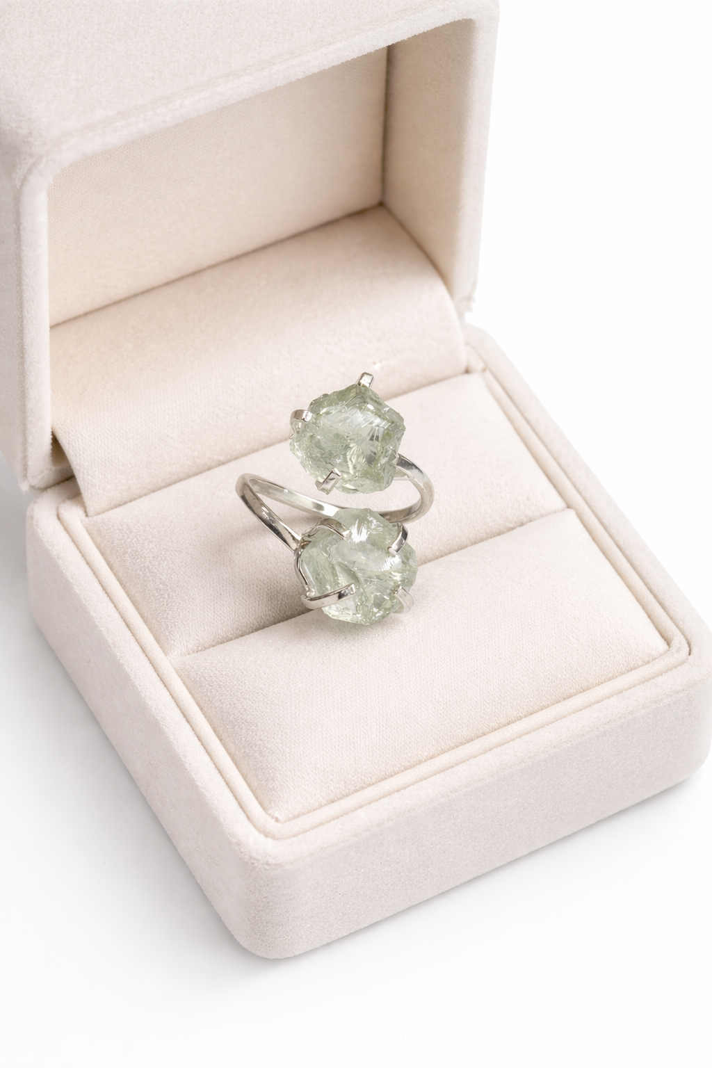 Green Amethyst Ring Double Ring Adjustable 5-9)