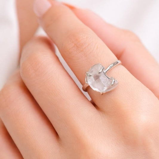 Clear Quartz Moon Ring (Adjustable 5-8)