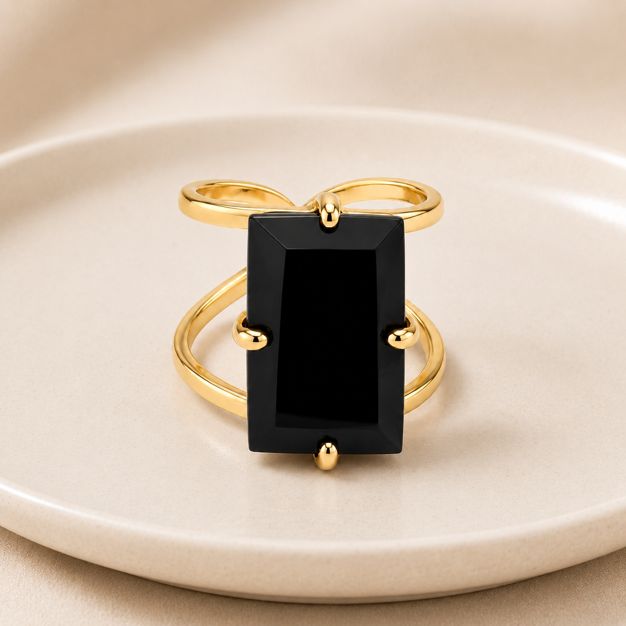 Black Obsidian Ring – Large Size 6–10