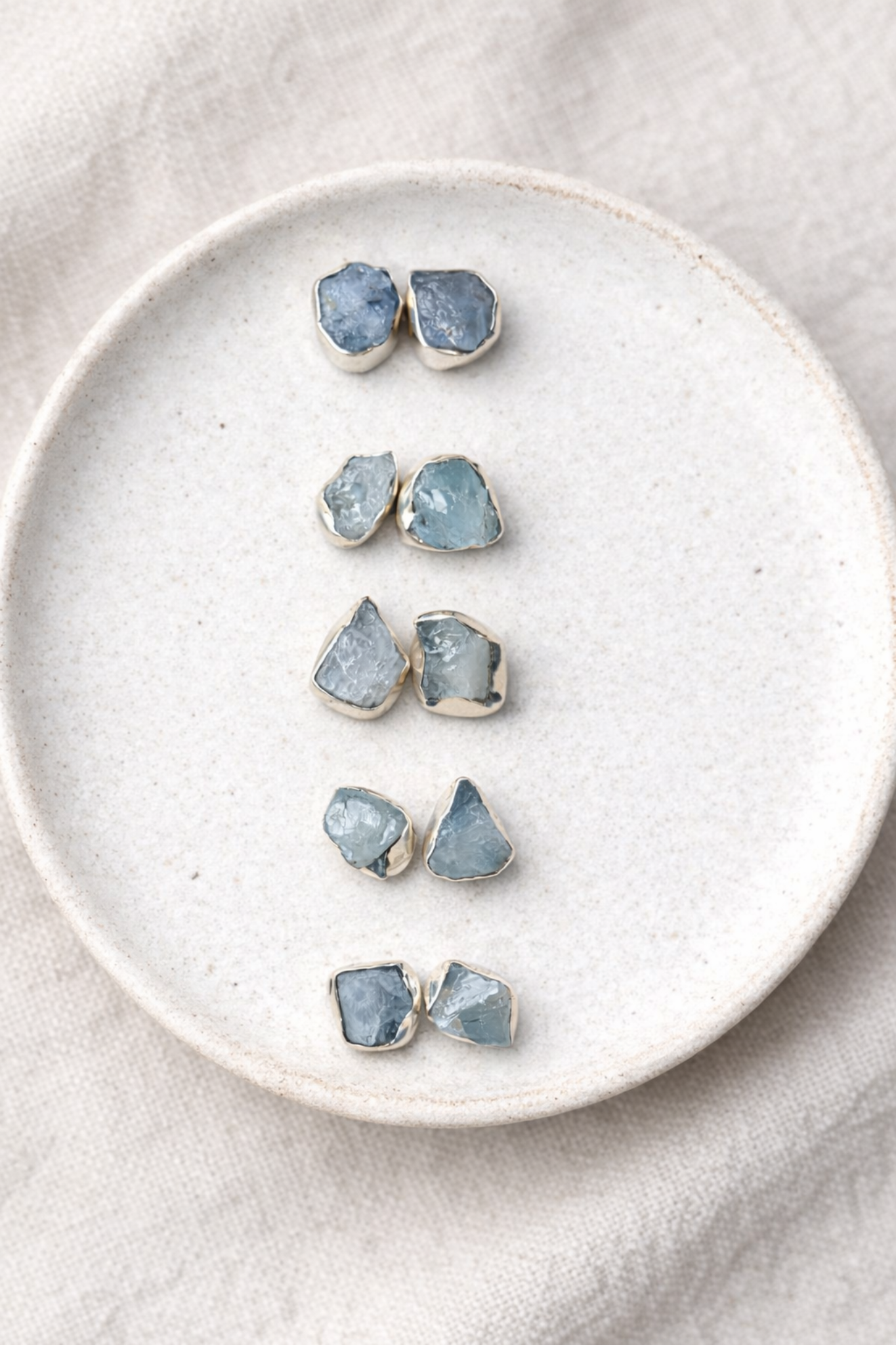 Raw Aquamarine Studs (March Birthstone)