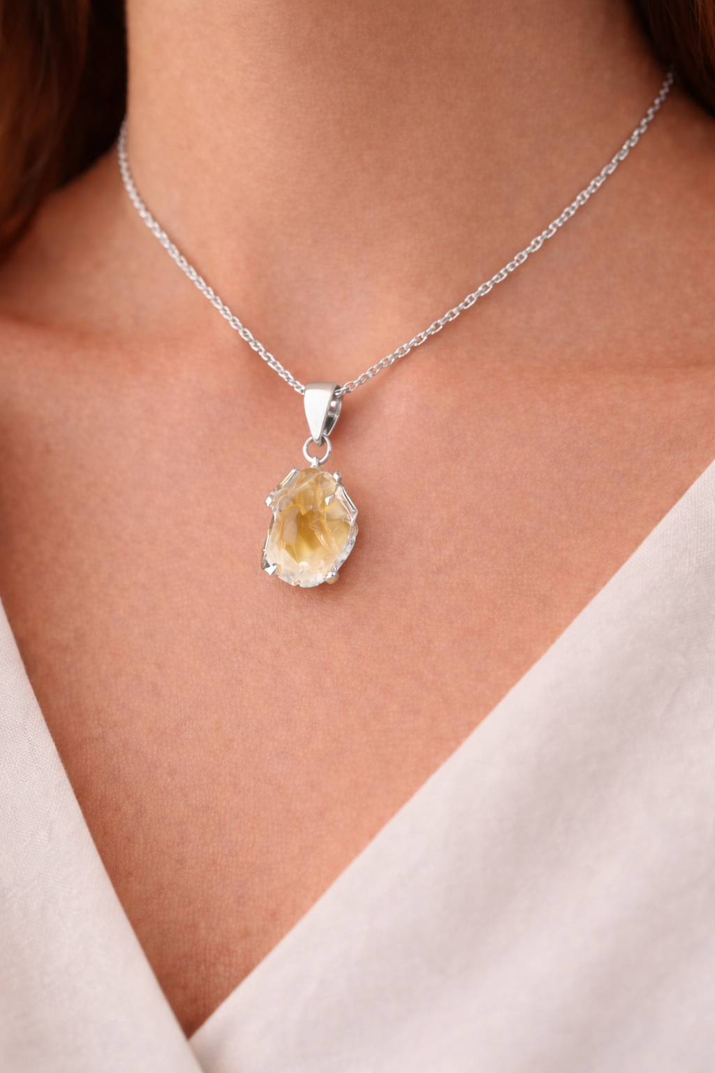 Raw Citrine Necklace – November Birthstone